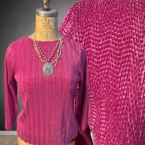 90s Lanalee Pink Textured Long Sleeve Top